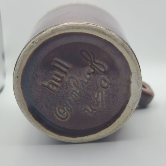 Hull Cup Mug Brown Drip Glaze Oven Proof Coffee Tea Square Handle Set Pair Two - Picture 7 of 12